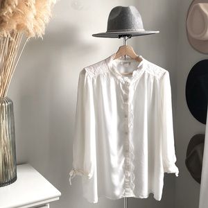 LOFT White Button Down Blouse